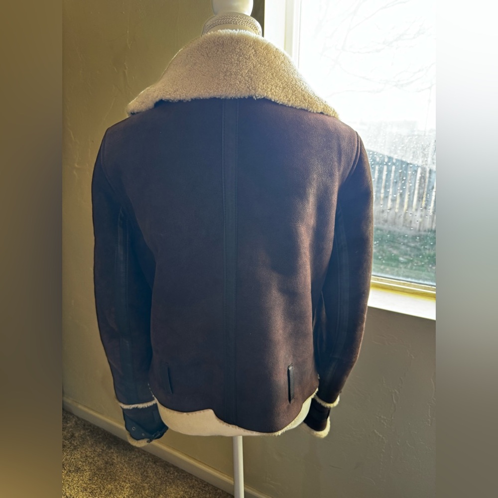 Vintage Y2K Warehouse Women’s Brown Shearling-Style Moto Jacket UK 14 USA 10 - Picture 4 of 8